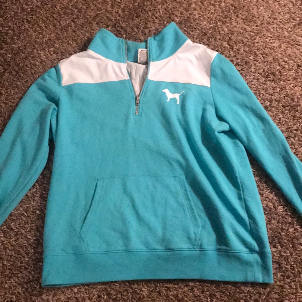 Victoria secret PINK brand quarter zip in blue.